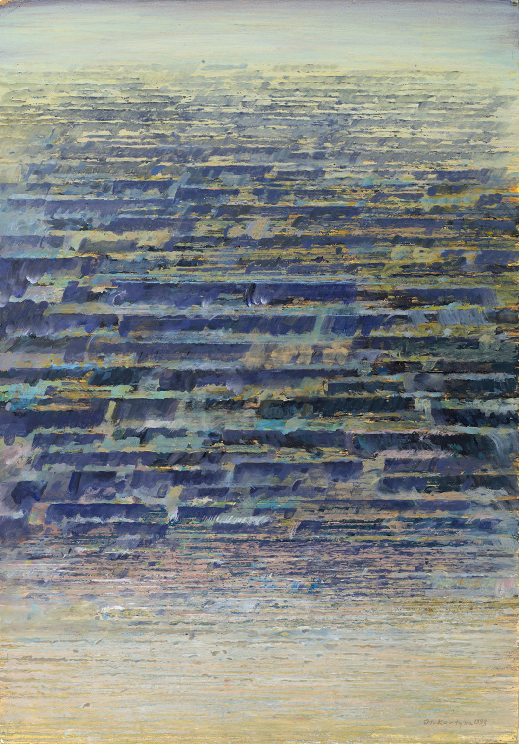 Błekitny rytm 1994, tempera, akryl, 73x51cm